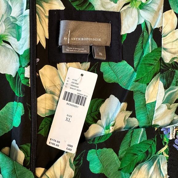 Anthropologie Cecily Green Floral Fit & Flare Retro Pin-up Wiggle Dress, XL NWT - Picture 5 of 9